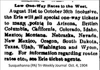 Erie Railroad Tickets West (1904)